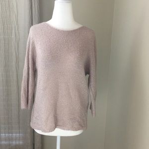 Jennifer Lopez metallic blush 3/4 sleeve sweater